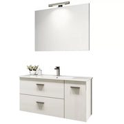 Mobile bagno sospeso serie betty con lavabo e specchio 90 cm larice bianco