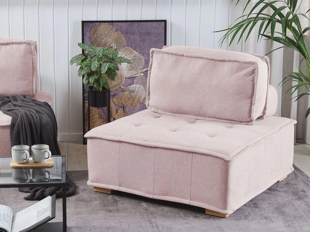 Sedile 1 posto con gambe in legno massello di poliestere rosa Sedile trapuntato Fodera per cuscino rimovibile