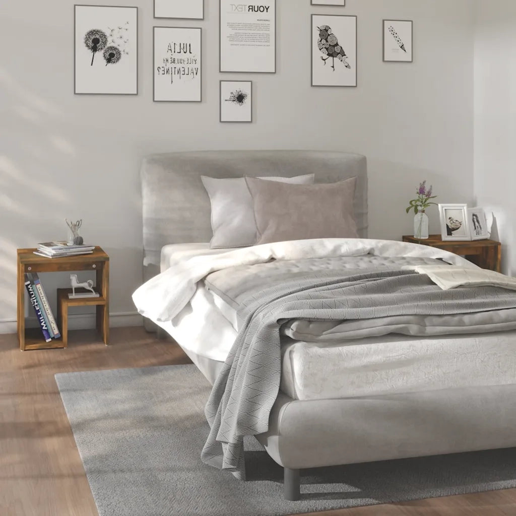 Set di 2 Comodini | Armadio da Notte | Mobiletto da notte Rovere Fumo 40x30x40 cm in Legno Multistrato