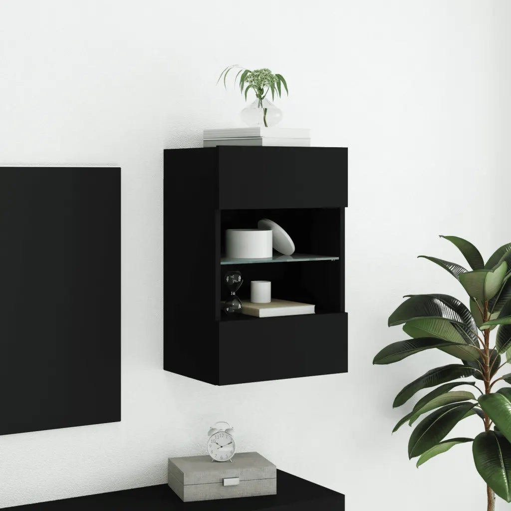 Mobile TV a Parete con Luci LED Nero 40x30x60,5 cm 837080