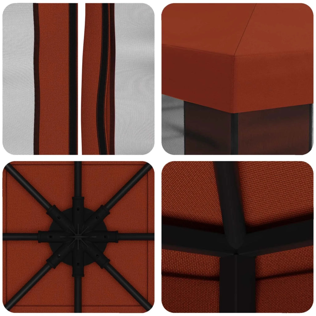 Gazebo da giardino con pareti laterali 3 x 3 m Terracotta 900364