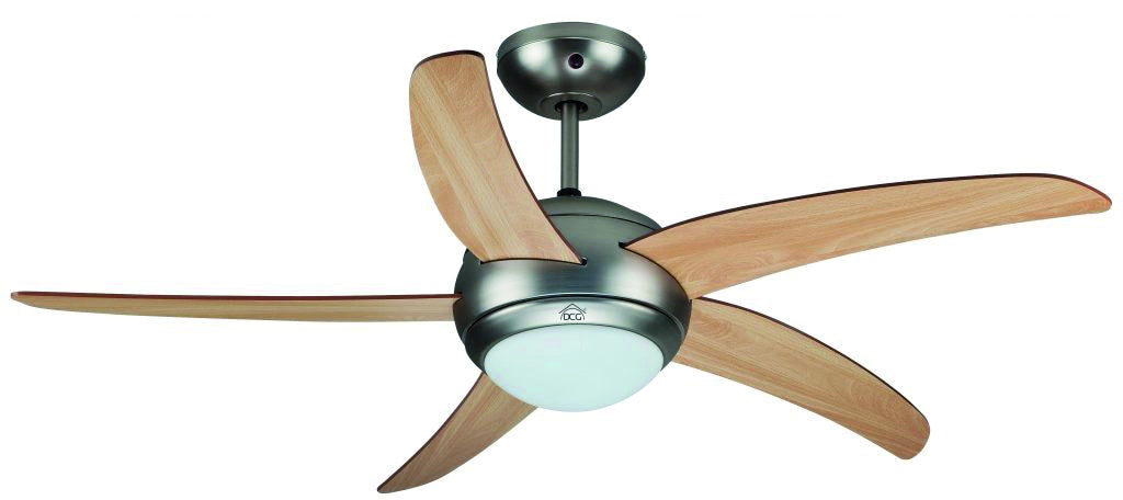 VENTILATORE DA SOFFITTO CON 5 PALE IN LEGNO CON LUCE E TELECOMANDO 60 W Ø cm. 132