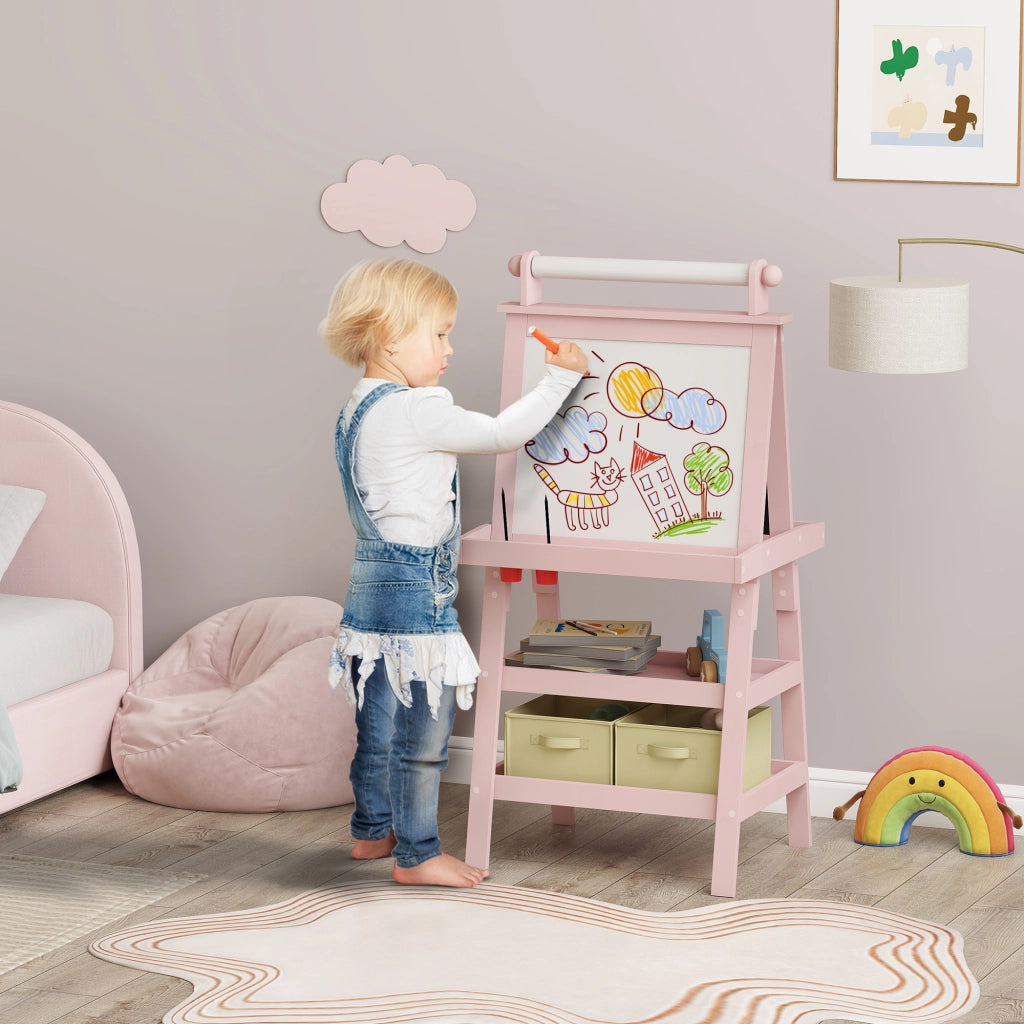Tavolo da disegno bambini 3 in 1 con lavagna magnetica ¨C zephmum ¨C rosa