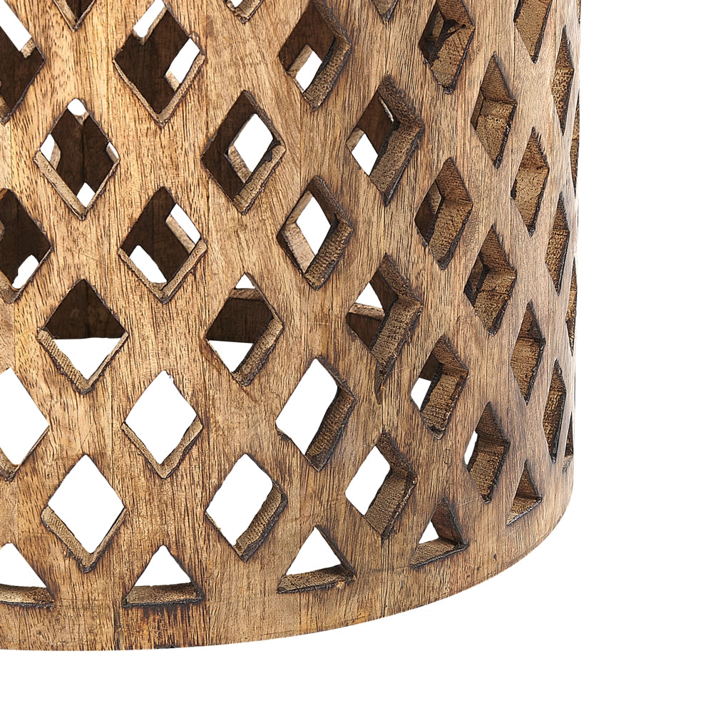Tavolino in legno di mango scuro Piano ottagonale Base rotonda 45 x 45 cm Design tradizionale