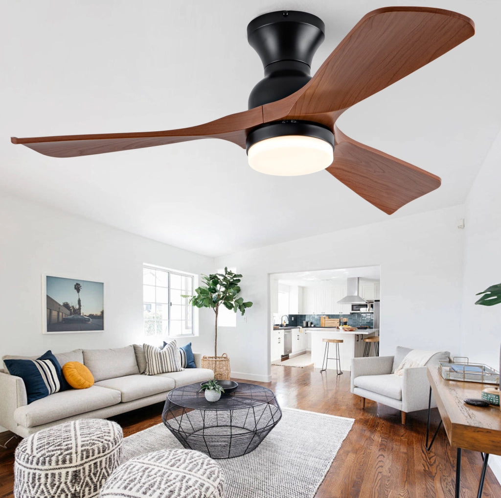 Ventilatore da soffitto 42 pollici con LED 3CCT; 3 pale ABS; motore DC reversibile; noce e nero