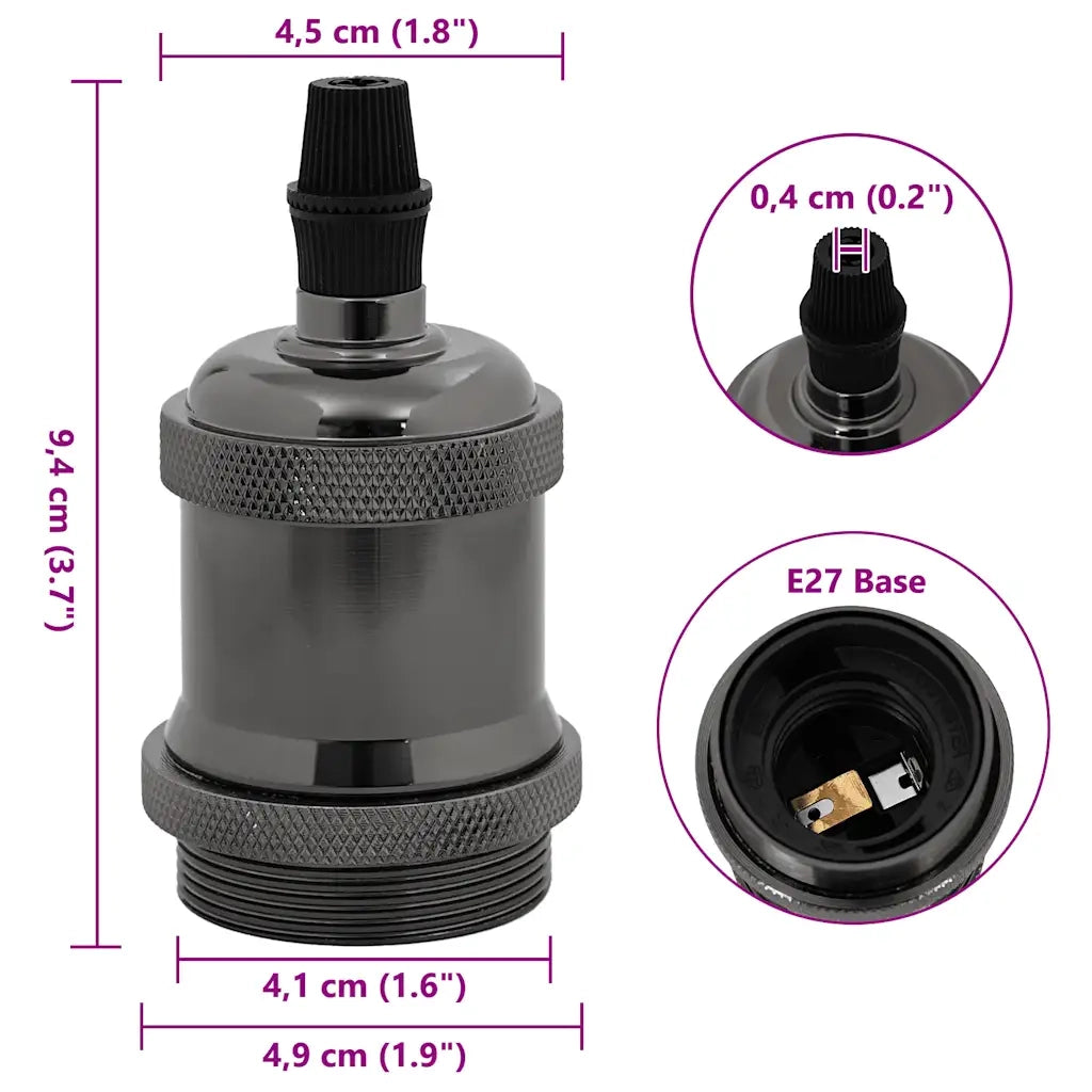 Portalampade 2 pz Nero Lucido E27