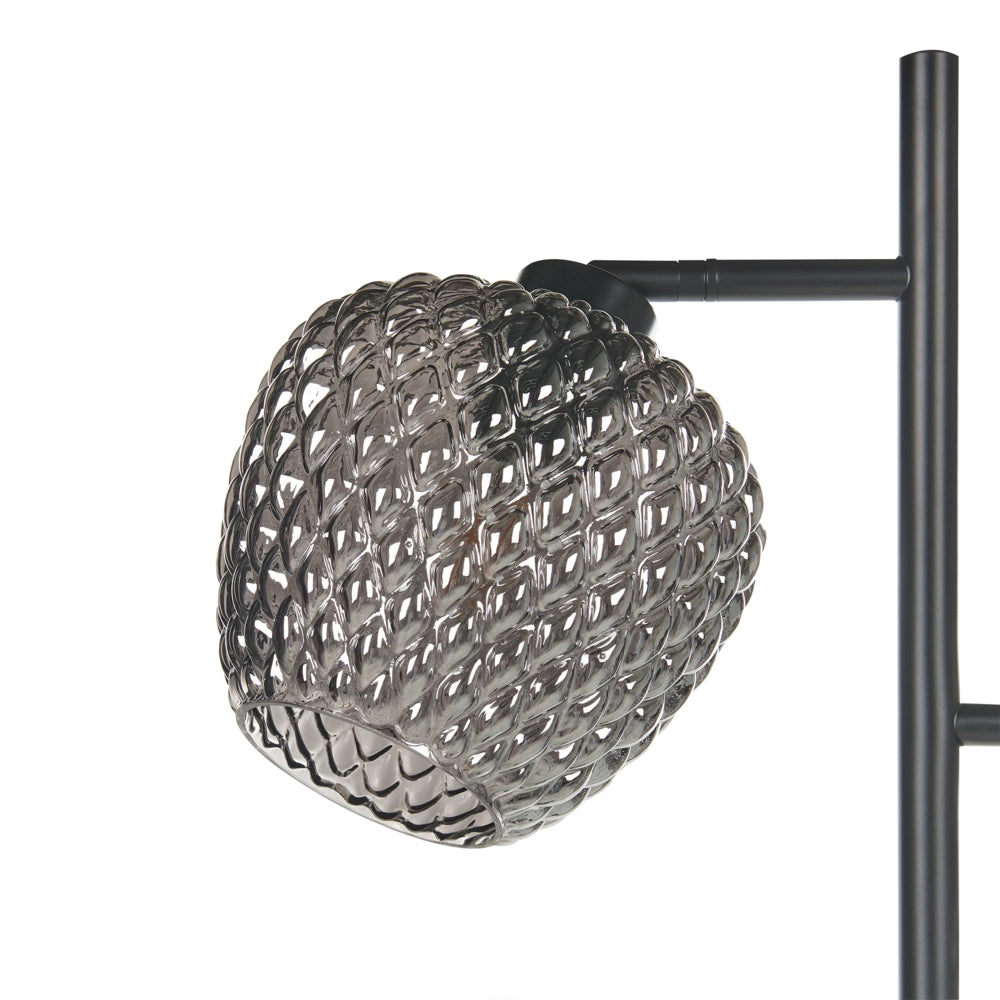 Lampada da terra Base in ferro grigio e nero Paralumi in vetro fumé 2 punti luce Accessori per la casa Illuminazione