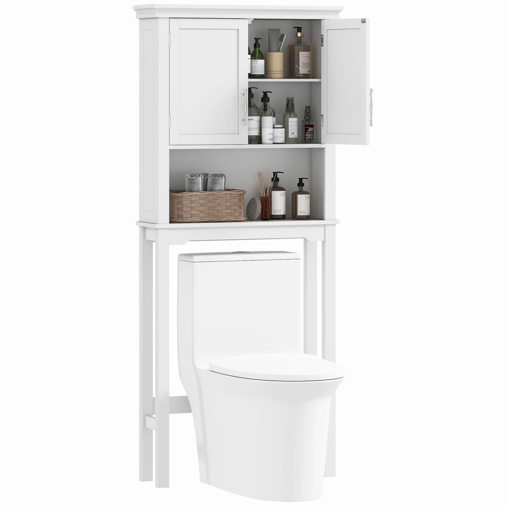 Mobile WC con armadietto doppia anta, ripiano regolabile e nicchia ¨C zephmum ¨C bianco 71x20.5x165 cm