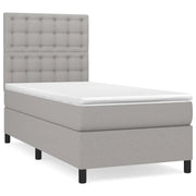 Letto singolo | Letto per adulti | Giroletto a Molle con Materasso Grigio Chiaro 80x200 cm Tessuto
