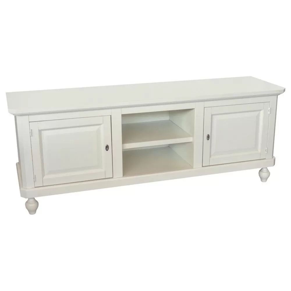 Porta tv in legno arte povera 2 ante shabby bianco 150x43x56 - Mobili 2G