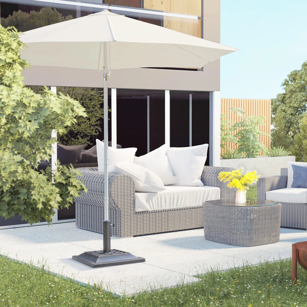 Base per Ombrellone da Giardino Ø38 a Ø48 44x44x32 cm in Resina e Acciaio Nero