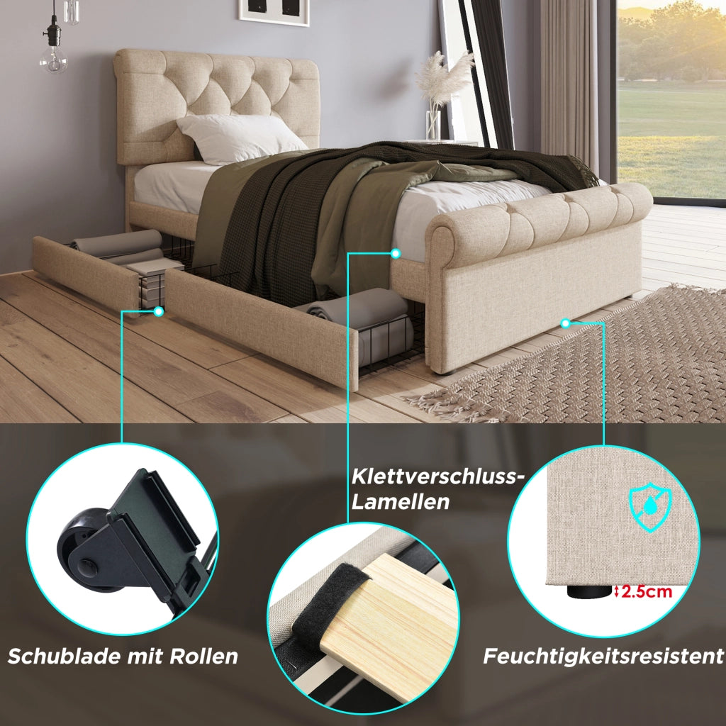 letto singolo metallo e legno naturale 90 x 200 cm