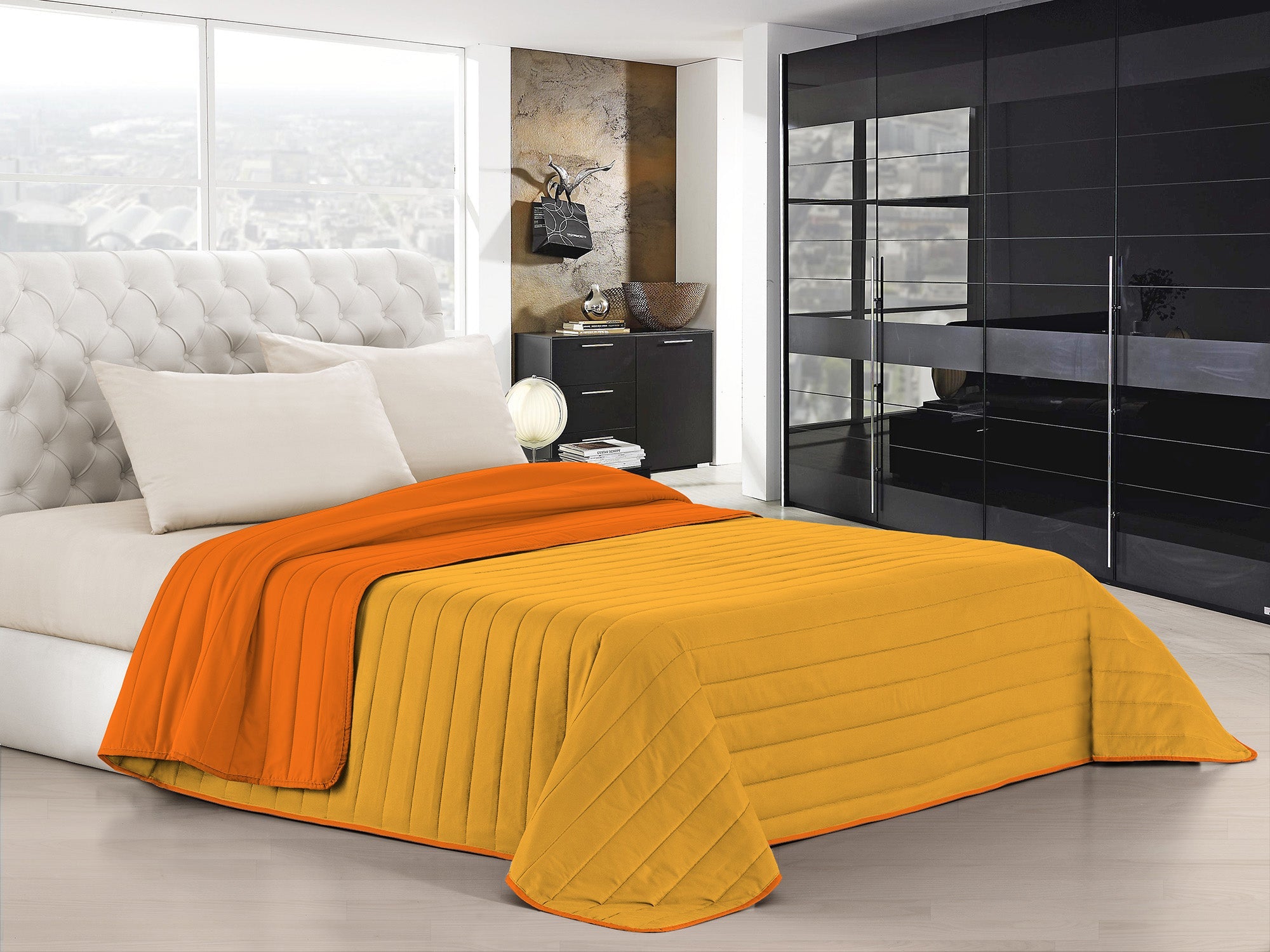 Trapuntino Doubleface 1 Piazza e Mezzo 100gr Arancio/Giallo