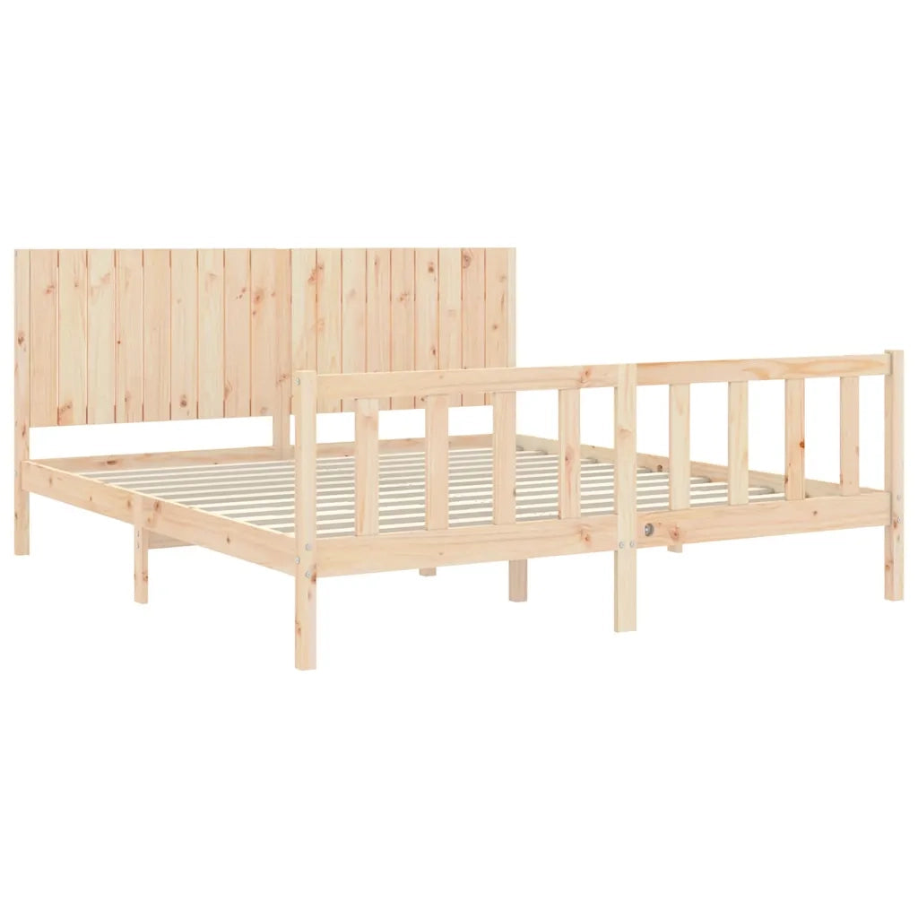Giroletto con Testiera Super King Size-Struttura Letto in Legno Massello 589241