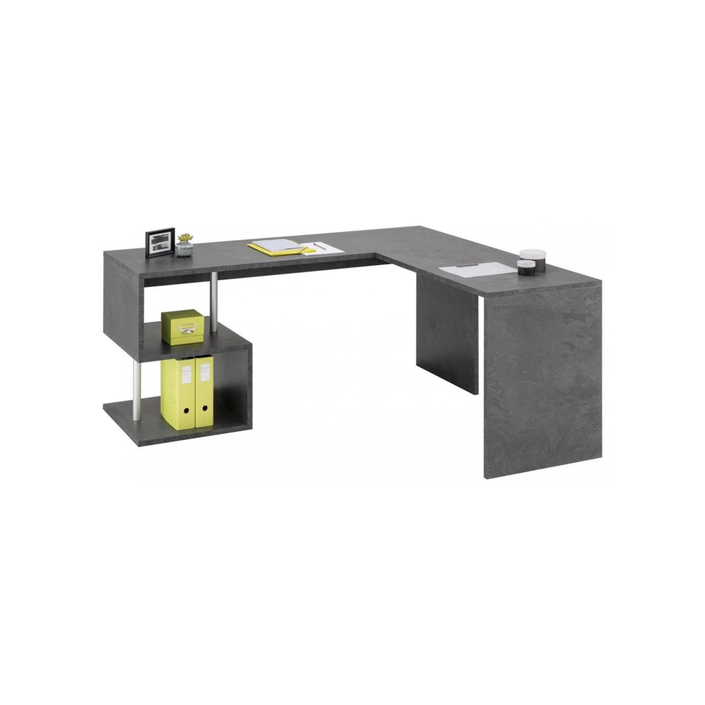 Annibi, Scrivania Angolare Made in Italy, 160x60x78h cm Grigio Ardesia