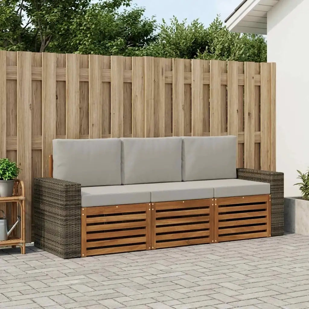 Set divani con cuscino 3 pcs Legno di Acacia Massello