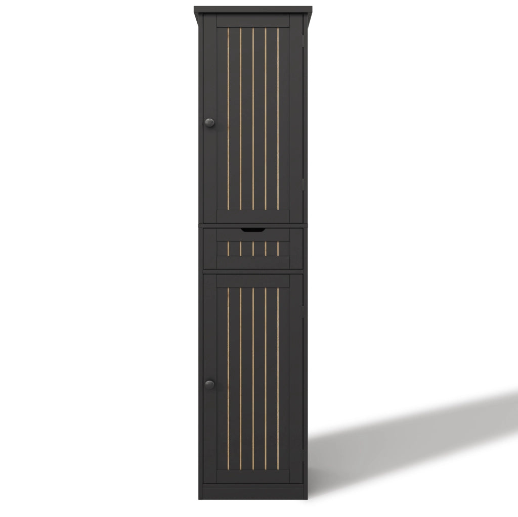 Credenza 40x30x170 cm con 4 ripiani regolabili e sistema antiribaltamento in MDF nero