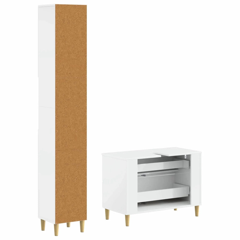 Set di Armadi da Bagno da 2 Pezzi ARNHEM Bianco Lucido 3417526