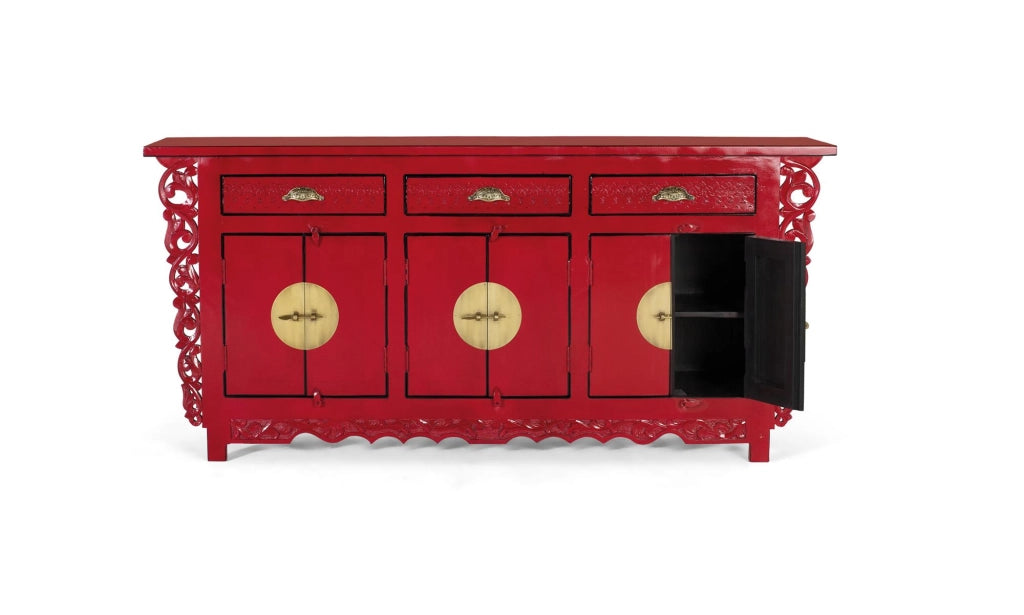 Credenza con 6 ante e 3 cassetti in legno di mango