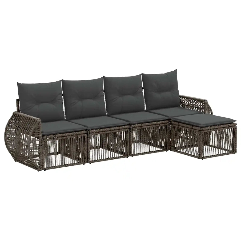Set Divano da Giardino 5 pcs Grigio e Grigio Scuro polyrattan 3435404
