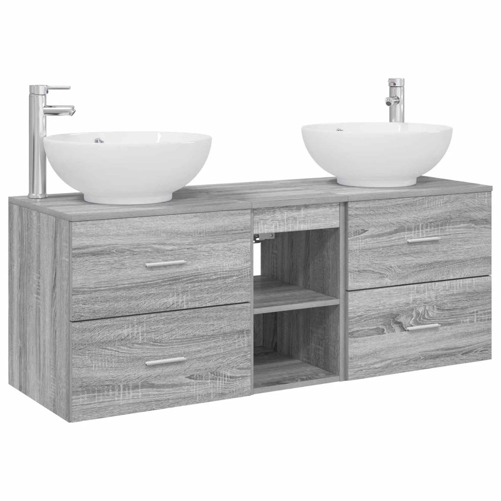 Set di mobili per il bagno 3 pz Sonoma grigio 3405904