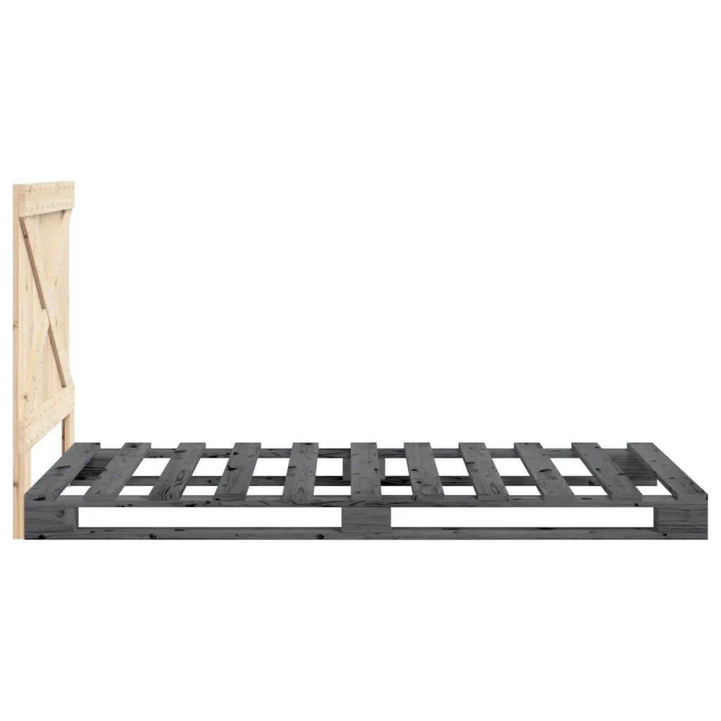 Giroletto con Testiera-Struttura Letto con testiera Grigio 90x200 cm Legno Massello di Pino 643620