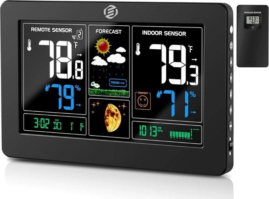 Stazione Meteorologica Interna e Esterna - Stazione Meteorologica - Senza Fili - Termometro, Barometro, Umidistat - Sensoressensor Esterno - Temperatura - Previsioni del Tempo