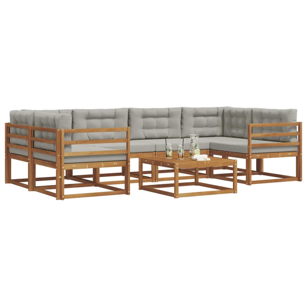 Set di divani da esterno 7 pcs Grigio Naturale e Chiaro 3367249