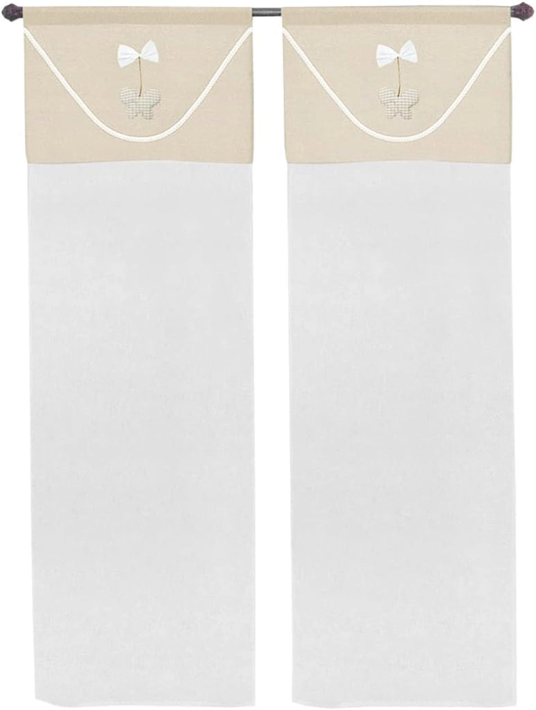 Tende Porta Finestra 60x240 cm Coppia 2 Pz Interno Semitrasparente Tessuto Pendente Beige