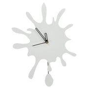 Orologio da parete in metallo MDF bianco 27 x 37 cm Design con pendolo decorativo senza numeri Decorazione per il soggiorno