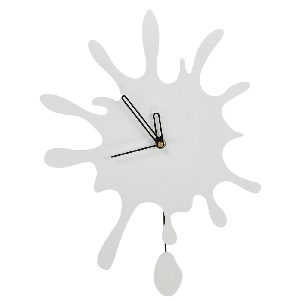 Orologio da parete in metallo MDF bianco 27 x 37 cm Design con pendolo decorativo senza numeri Decorazione per il soggiorno