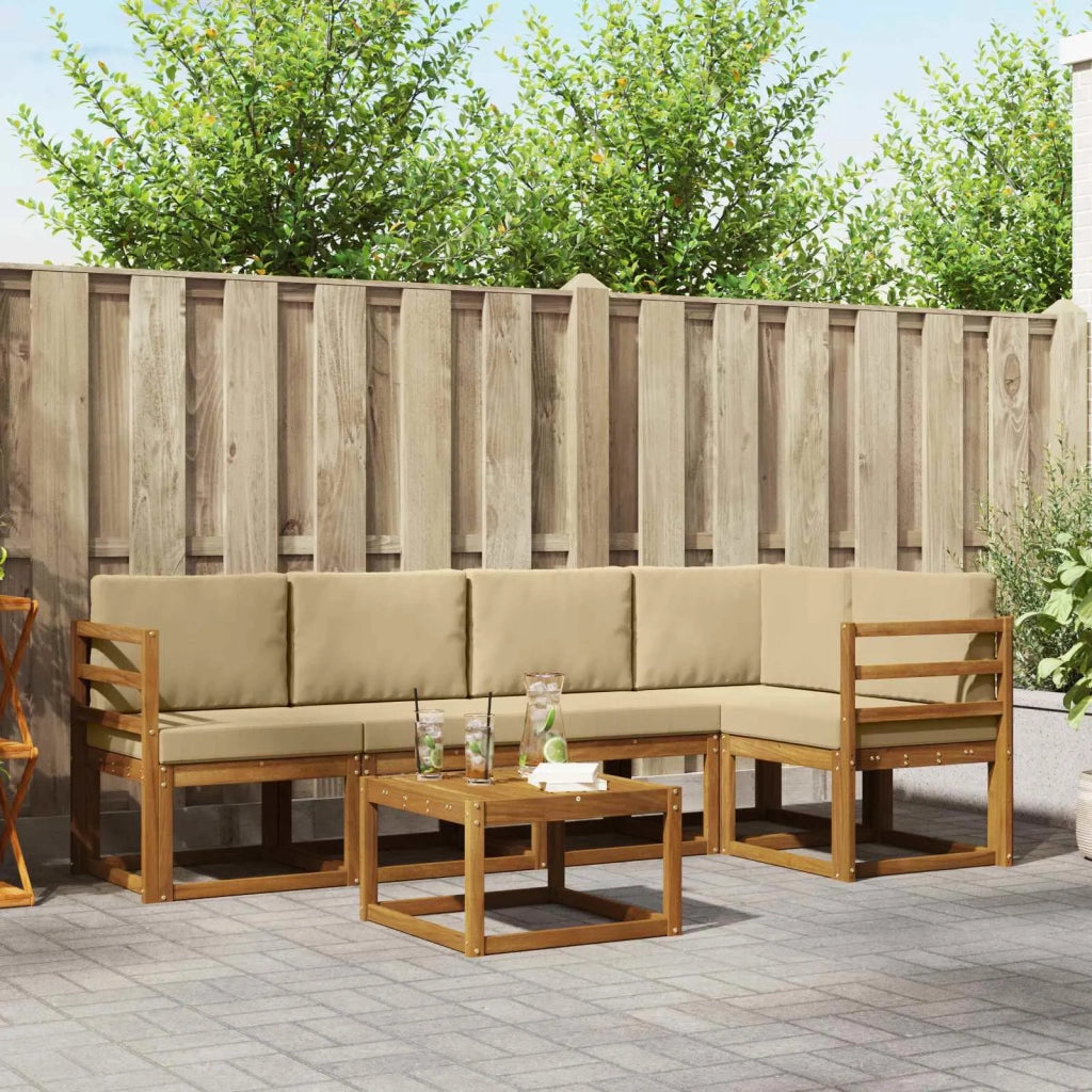 Set di divani da esterno con cuscino 6 pcs Naturale e Beige