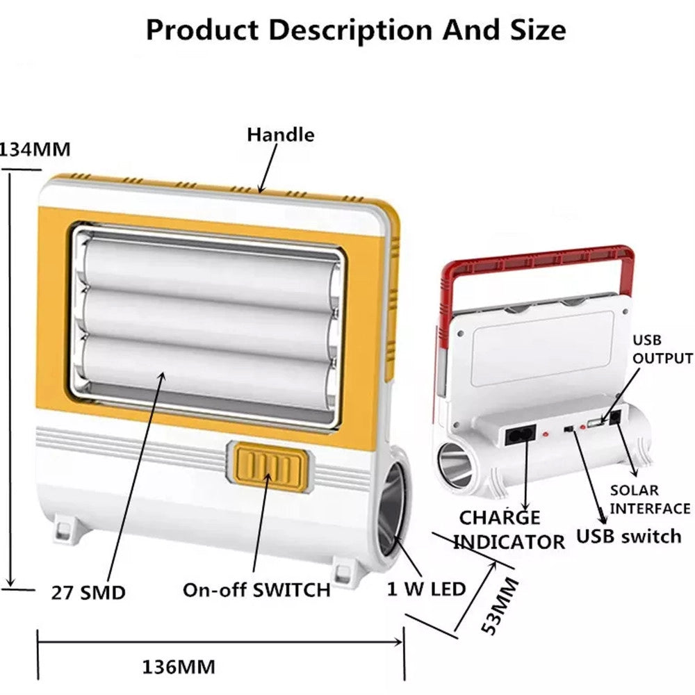 Trade Shop - Torcia Lanterna Lampada Ricaricabile 27 Led Multifunzionale Caricatore Emergenza -