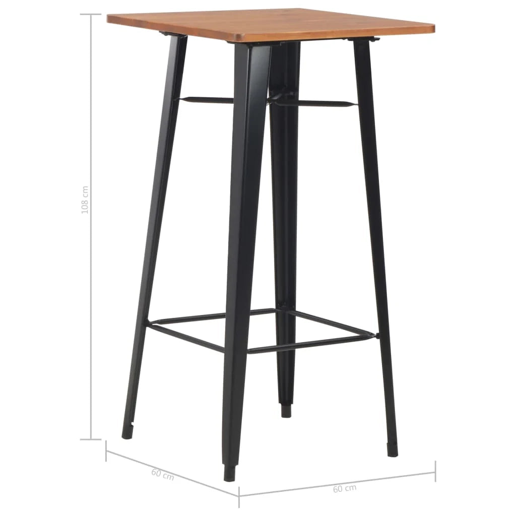 Tavolo alto da bar/bistrot nero 108 cm pino e acciaio 0902113