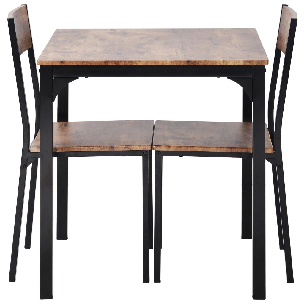 Set tavolo da pranzo con 2 sedie; 70x70x75 cm; metallo marrone