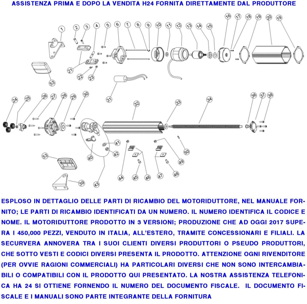 Barilotto di Traino 121881 Ricambio dei Motori Cancello Battente SV-MBS MBQ MBC SV-MBT SV-MQB SV-MCB PM1-SC BH Contiene lo Sblocco di Emergenza Chiave Protegge il Motore da Sforzo Superiore a 200 Kg