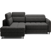 Divano ad angolo sinistro convertibile BARNEA 208 cm grigio scuro con contenitore
