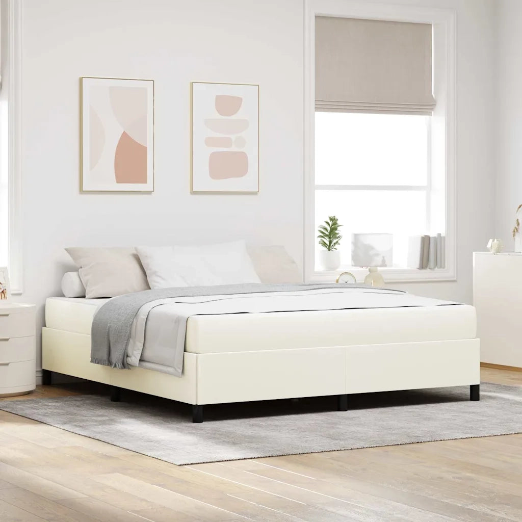 Struttura del letto con materasso Crema 180 x 200 cm Tessuto