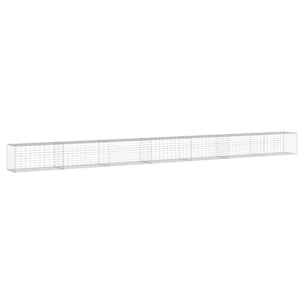 Gabbione recinto a gabbia muro di contenimento con coperchio 700 x 50 x 50 cm ferro zincato argento 02_0040196