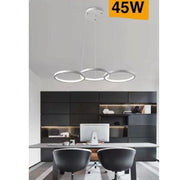 Trade Shop - Lampadario Moderno A Sospensione Led 3 Cerchi 45watt Luce 3000k 4000k 6500k B63b - -bianco Naturale      -
