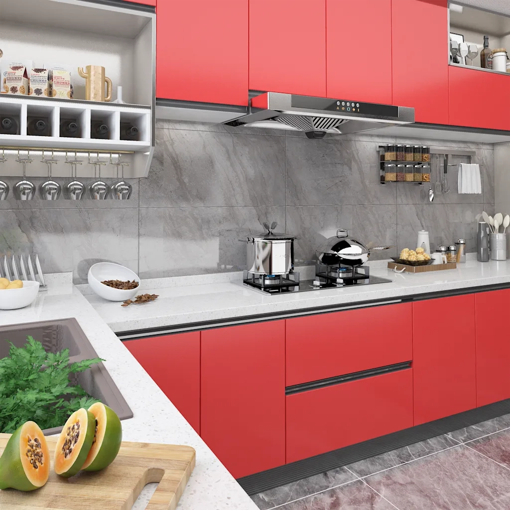Pellicola Autoadesiva per Mobili Rossa 500x90 cm in PVC CFW4093343