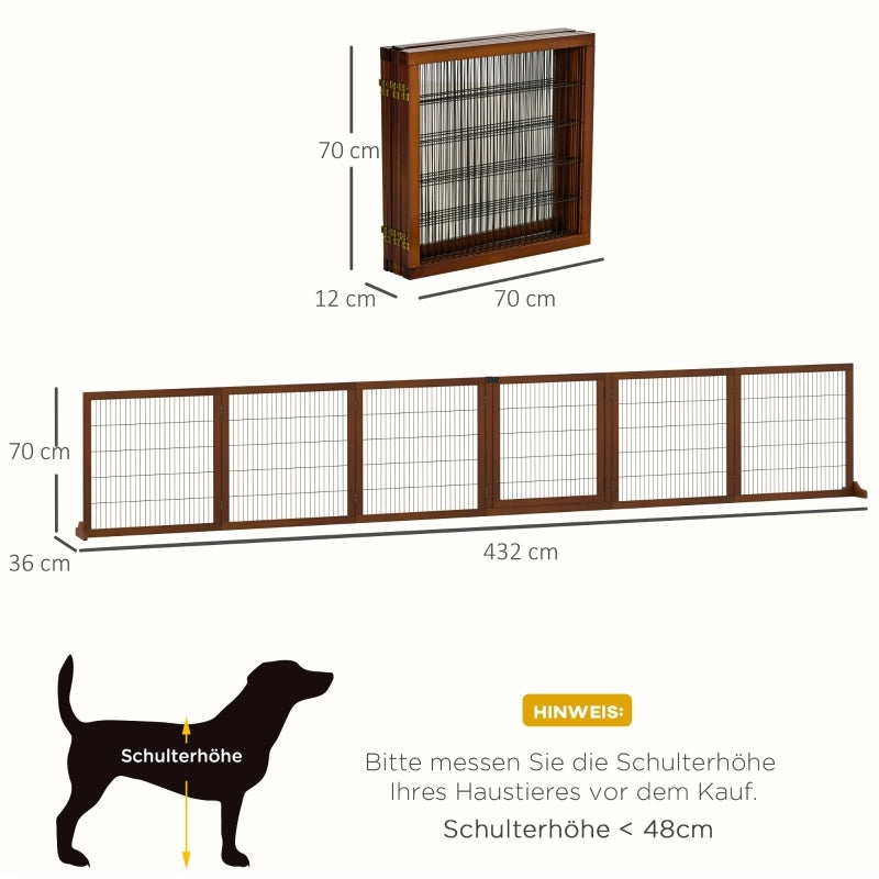 CANCELLETTO PER CANI Pieghevole 432 x 36 x 70 cm Legno di pino Acciaio Coffee