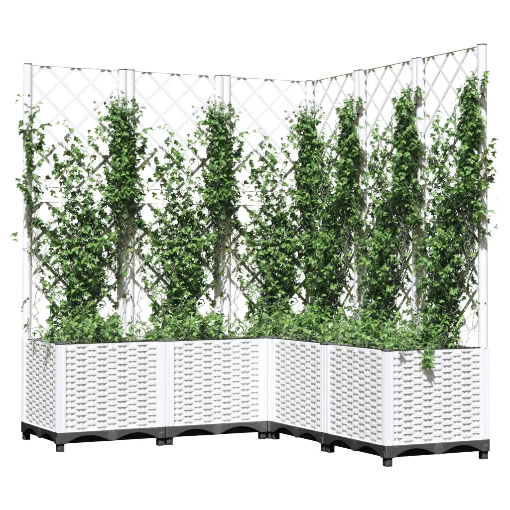 Fioriera da Giardino con Graticcio Bianco 120x120x136 cm PP 153288