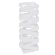 Portaombrelli In Acciaio Zincato Con Vaschetta Scolapioggia Base Antiscivolo Intarsi Decorativi 2 Ganci Removibili Per Ingresso Casa E Ufficio Design Moderno 49 X 15.5 X 15.5 Cm Bianco