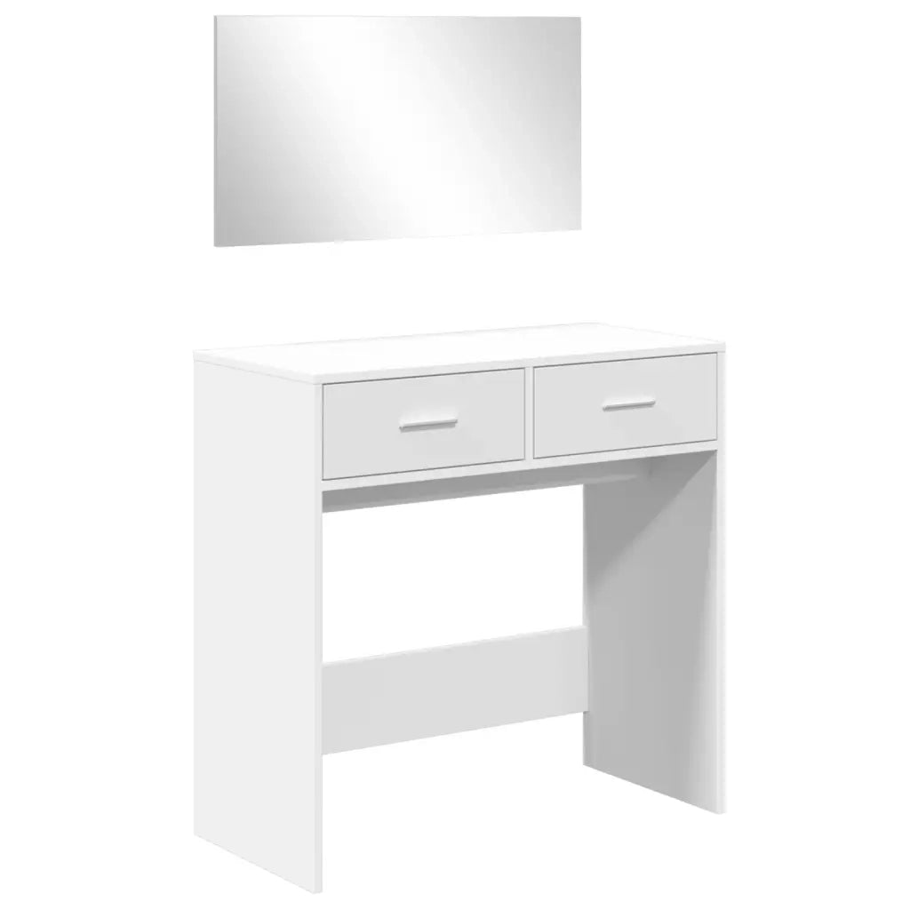 Toeletta con Specchio-Tavolo da Vanit¨¤ Bianco 80x39x80 cm