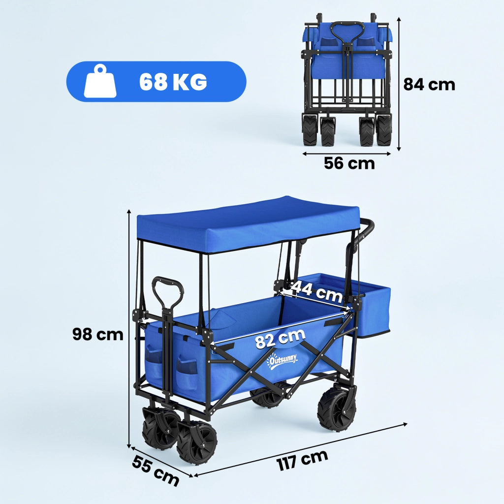 Carrello Pieghevole con Toldo ¨C zephmum ¨C Blu 117x55x98 cm