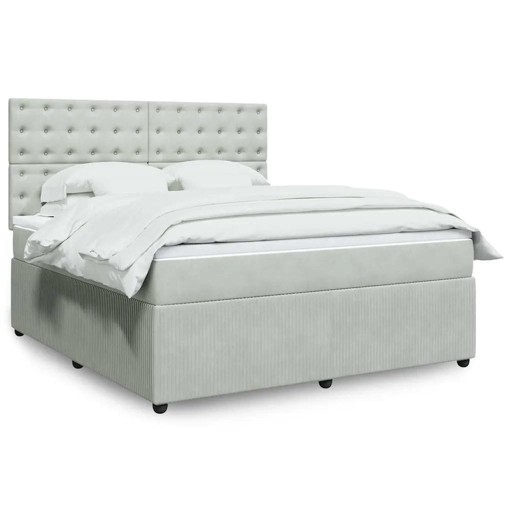 Giroletto a Molle con Materasso Grigio Chiaro 180x200cm Velluto 3294718
