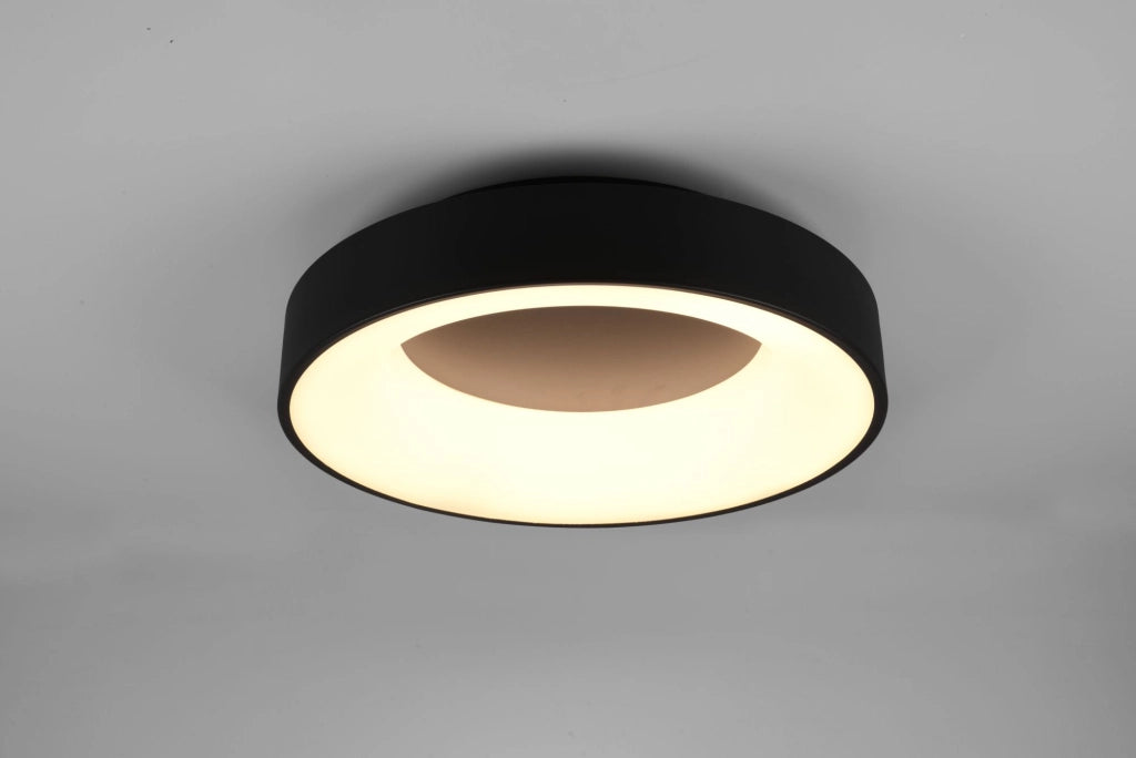 GIRONA PLAFONIERA LED 27W 3100lm, 3000K METALLO NERO OPACO DIMMERABILE CON INTERRUTTORE A PARETE D. 45CM