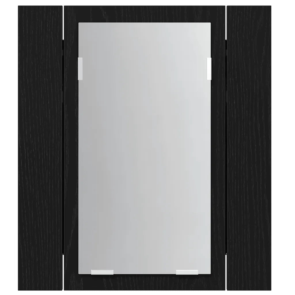 Mobiletto con specchio a LED per bagno Rovere Nero 40x12x45 cm in Legno Multistrato 862549