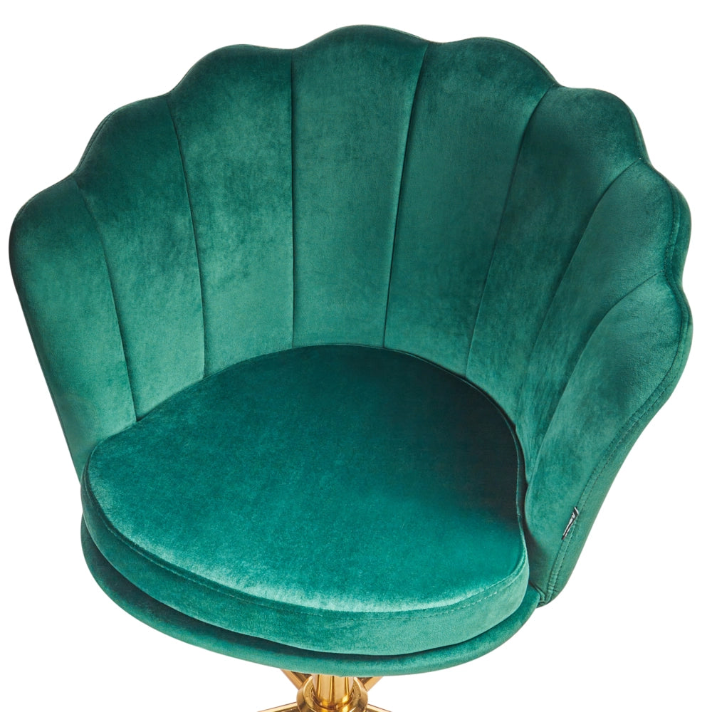 Sedia da ufficio in velluto di colore verde con base girevole altezza regolabile elegante moderna